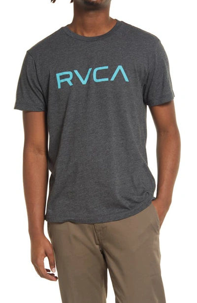 Rvca Big  Logo T-shirt In Black With Blue