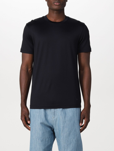 Emporio Armani Official Store Silk/cotton Blend T-shirt In Midnight Blue