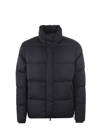 Emporio Armani Quilted Puffer Jacket With All-over Jacquard Eagle In Navy Blue