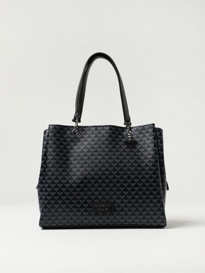 Emporio Armani All-over Eagle Shopper Bag With Eagle Charm In Pattern