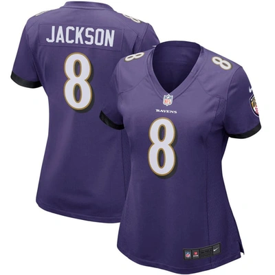 Nike Lamar Jackson White Baltimore Ravens Game Jersey In Purple