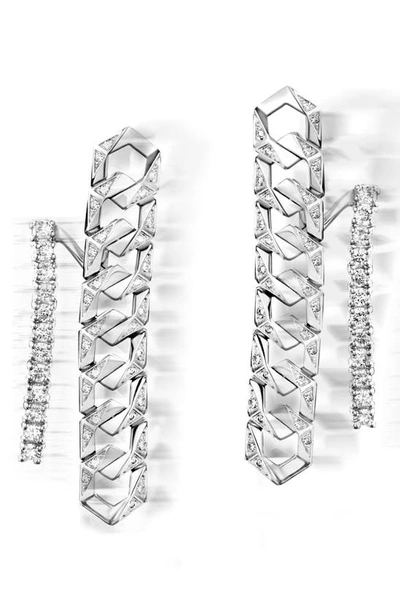 Bare Bond Signature Diamond Chain Ear Jackets In White Gold
