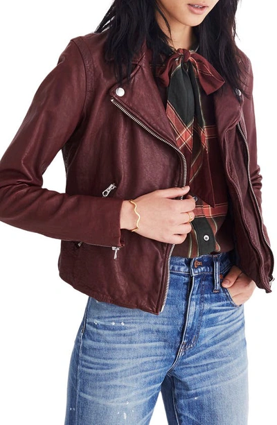 Madewell Washed Leather Moto Jacket In Cabernet