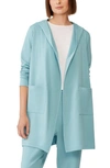 Eileen Fisher Open Front Hooded Cardigan In Sea Foam