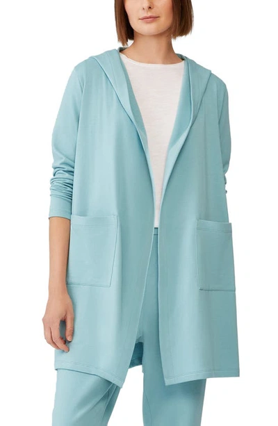 Eileen Fisher Open Front Hooded Cardigan In Sea Foam