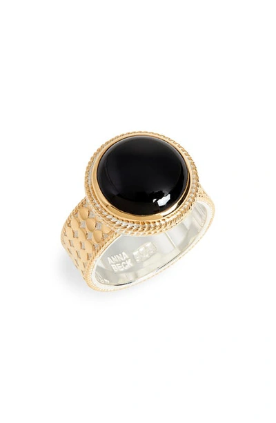 Anna Beck Black Onyx Ring In Gold/ Black