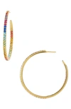 Kurt Geiger Rainbow Pave Hoop Earrings In Multi