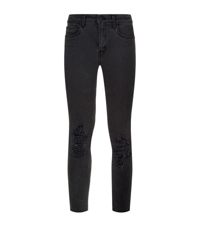 L Agence Margot Destruct Ankle Length Jeans In Black