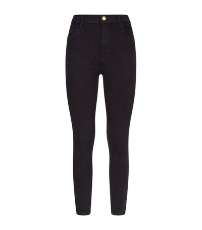 J Brand Alana Coated Skinny Cropped High-rise Jeans In Coated Galactic Navy