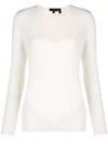 Theory Adrianna Cashmere V-neck Sweater In Ivory