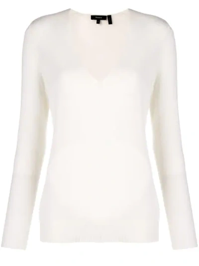 Theory Adrianna Cashmere V-neck Sweater In Ivory