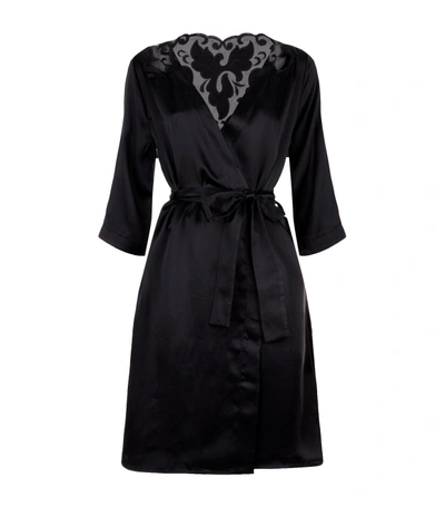 Hanro Silk Select Robe In Black