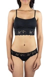 Everviolet Astrid Pocketed Lace Bralette In Black