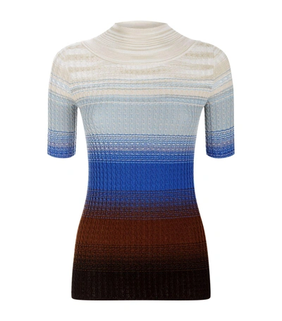 Missoni Dégradé Cable-knit Wool Top In Blue