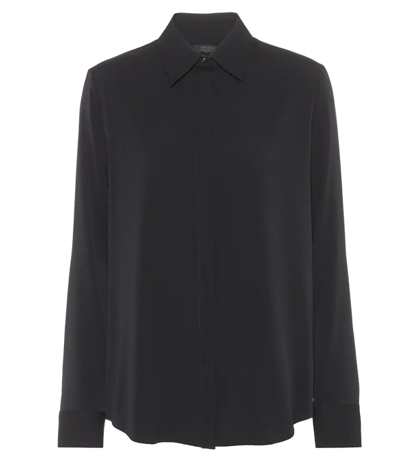 The Row Button-front Long-sleeve Silk Shirt In Black | ModeSens