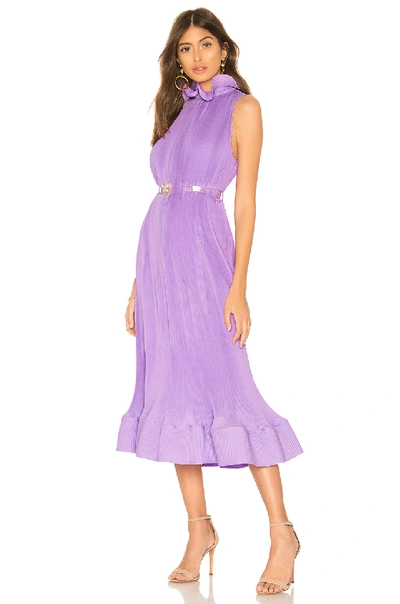 Tibi Pleated Belted Light Purple Dress In Lavender | ModeSens