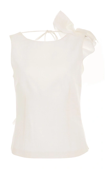 Delpozo Top With Ruffle On Back In White