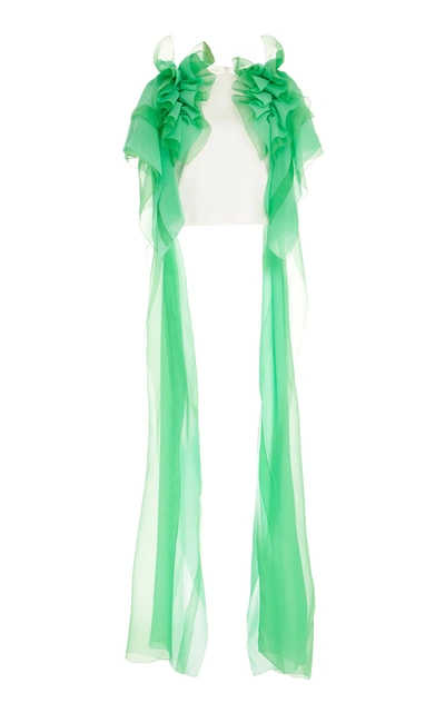 Delpozo Top With Silk Sleeves In Green