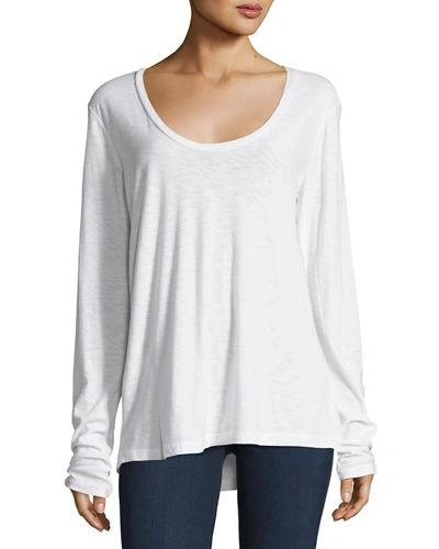James Perse Long-sleeve Cotton/modal V-neck Tee In White