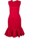 Prada Tulip Shape Gathered Detail Dress In Red