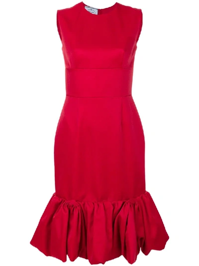 Prada Tulip Shape Gathered Detail Dress In Red