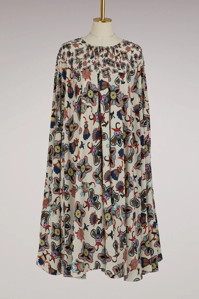 Valentino Pop Flower Silk Long Dress In Multi