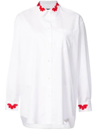 Simone Rocha White Beaded Applique Shirt