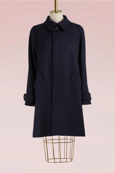 Apc Wool Dinard Coat In Marine Chine