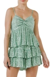 Endless Rose Sequins Tank Top In Green