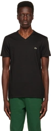 Lacoste V-neck Pima Cotton Tee In Black