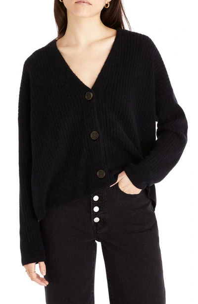 Madewell Cameron Ribbed Crop Cardigan In True Black