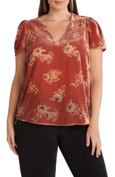 Adyson Parker Floral Burnout Velvet Top In Mauve Combo