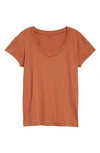 Madewell Whisper Cotton Scoopneck Tee In Warm Umber
