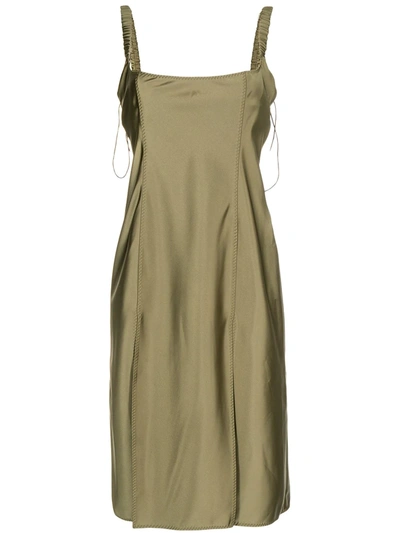 Anna October Dancer Front-slit Sleeveless Dress In Olive