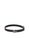 Gucci Gg Marmont Reversible Thin Belt In Black  