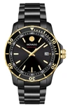 Movado Series 800 Unisex Swiss Black Pvd Stainless Steel Bracelet Watch 40mm