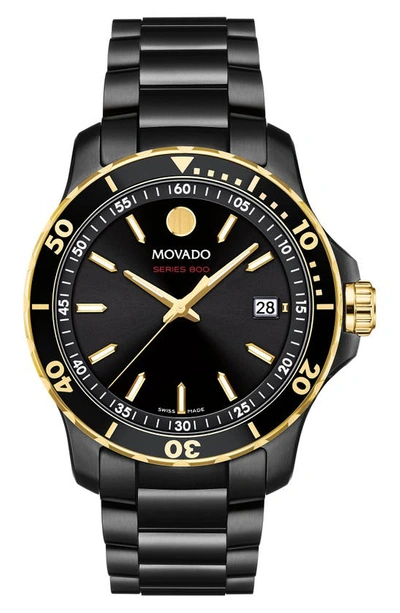 Movado Series 800 Bracelet Watch, 40mm In Black/black