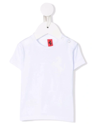 Ferrari Babies' Prancing Horse Print Cotton T-shirt In White