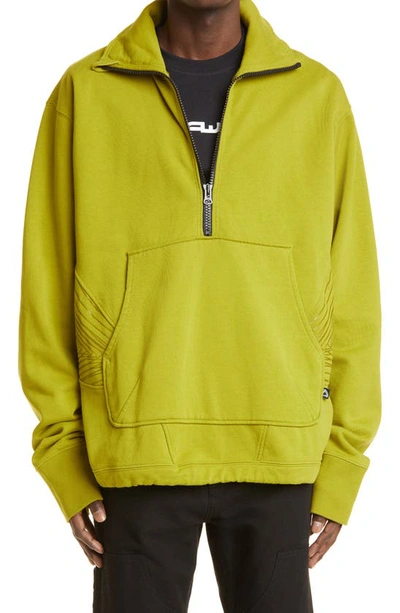 Affxwrks Audial Half Zip Cotton Pullover In Rosin Green