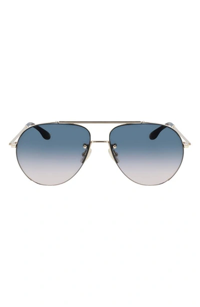 Victoria Beckham 61mm Gradient Aviator Sunglasses In Gold/ Petrol Sand Gradient