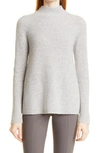 Vince Ribbed Mock Neck Cashmere Sweater In Med H Grey