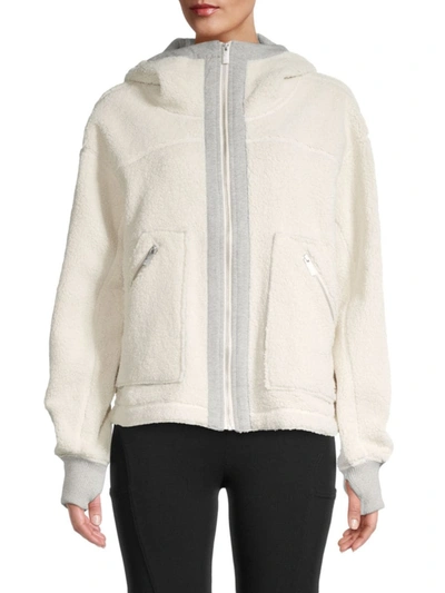Marc New York Andrew Marc Sport Women's Bonded Faux Sherpa Jacket In Natural Grey