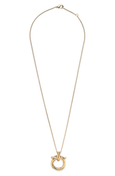 Ferragamo Gancio Twist Pendant Necklace In Gold