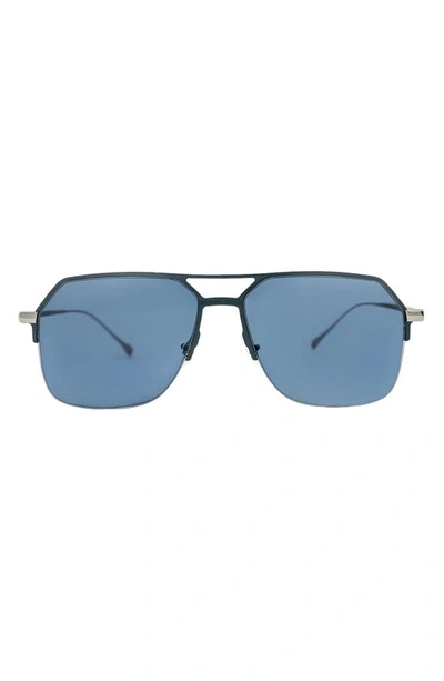 Mita Sustainable Eyewear 57mm Navigator Sunglasses In Blue/ Matte Gun