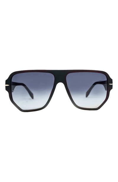 Mita Sustainable Eyewear 58mm Navigator Sunglasses In Matte Red Horn/ Mt Grey Horn
