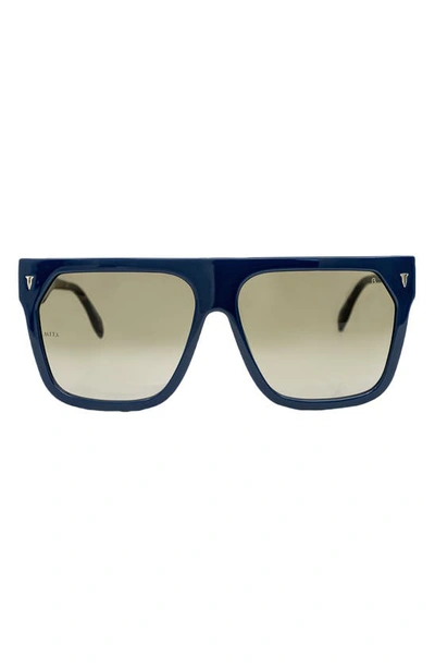 Mita Sustainable Eyewear 59mm Square Sunglasses In Shiny Blue/ Shiny Demi