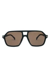 Mita Sustainable Eyewear 58mm Navigator Sunglasses In Matte Black/ Matte Black
