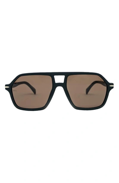 Mita Sustainable Eyewear 58mm Navigator Sunglasses In Matte Black/ Matte Black