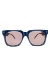 Mita Sustainable Eyewear 57mm Square Sunglasses In Shiny Navy/ Shiny Tort