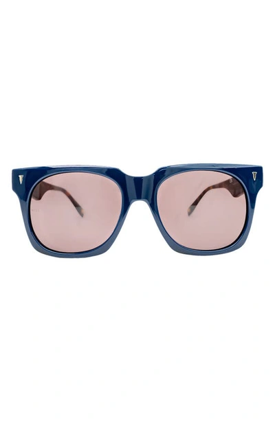 Mita Sustainable Eyewear 57mm Square Sunglasses In Shiny Navy/ Shiny Tort